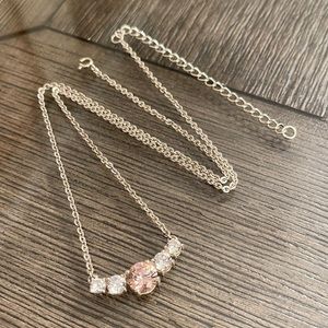 925 JC Sterling Silver Signed Pink Tourmaline 5 Gemstone Necklace